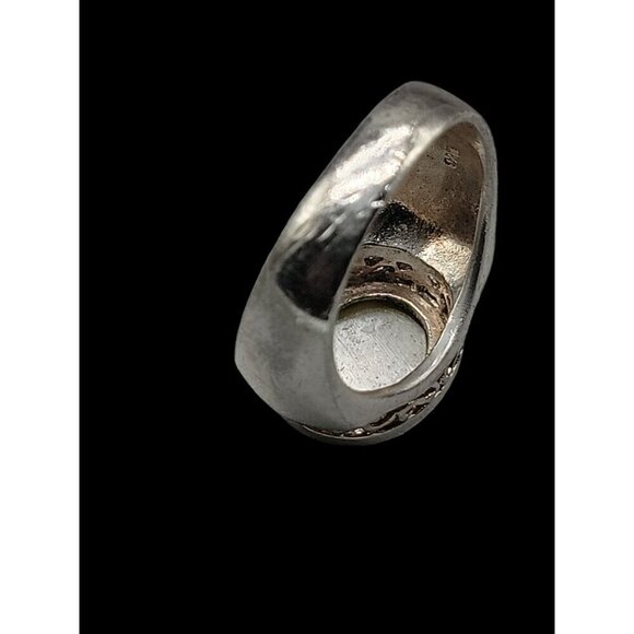 Sterling Silver Mens Opal Ring 925 SIZE 7.25" 4.3mm Thick Band Large Opal Gem - Picture 14 of 16